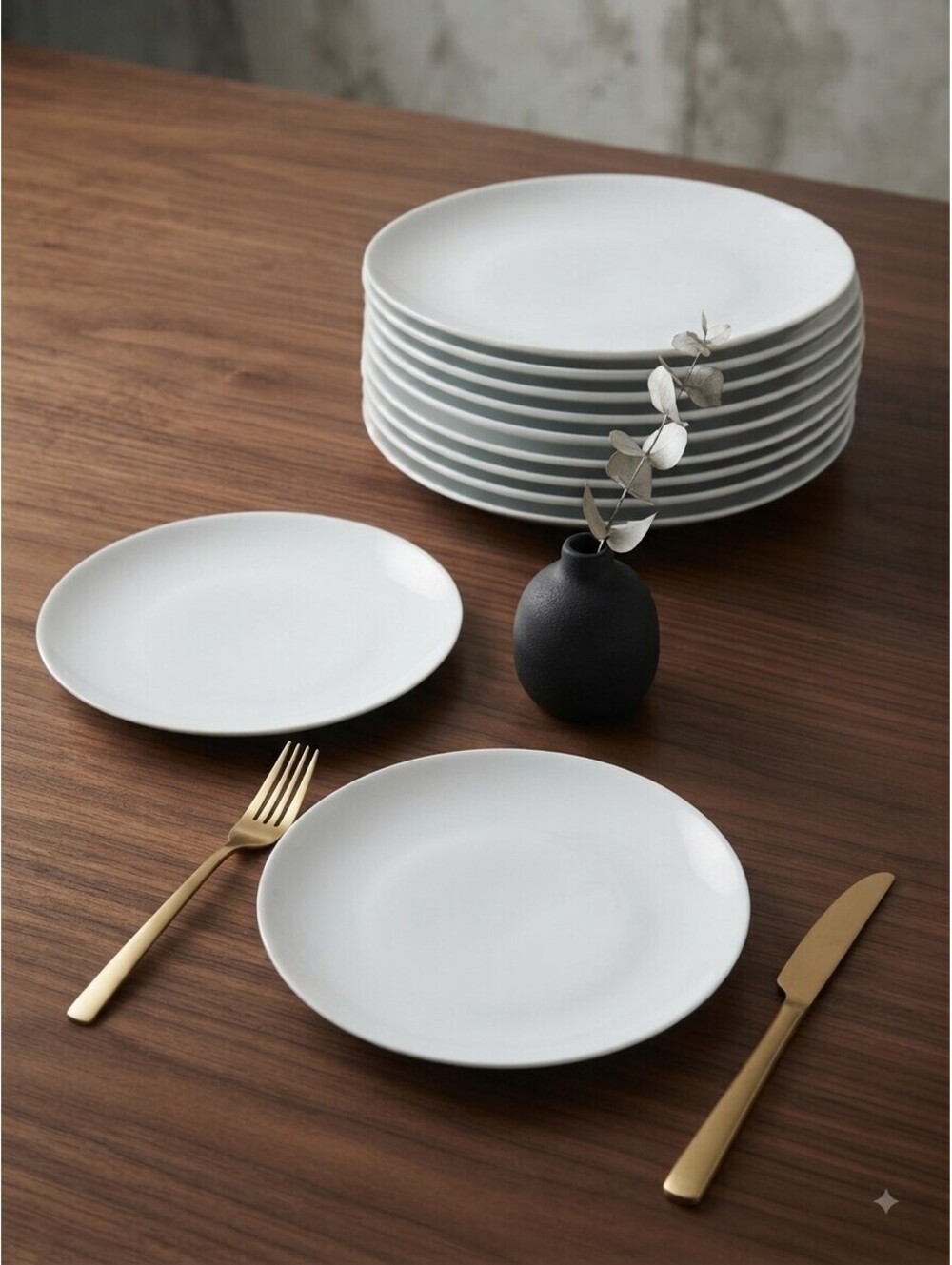 IKEA White Stoneware Appetizer/Side Plates (Set of 11)